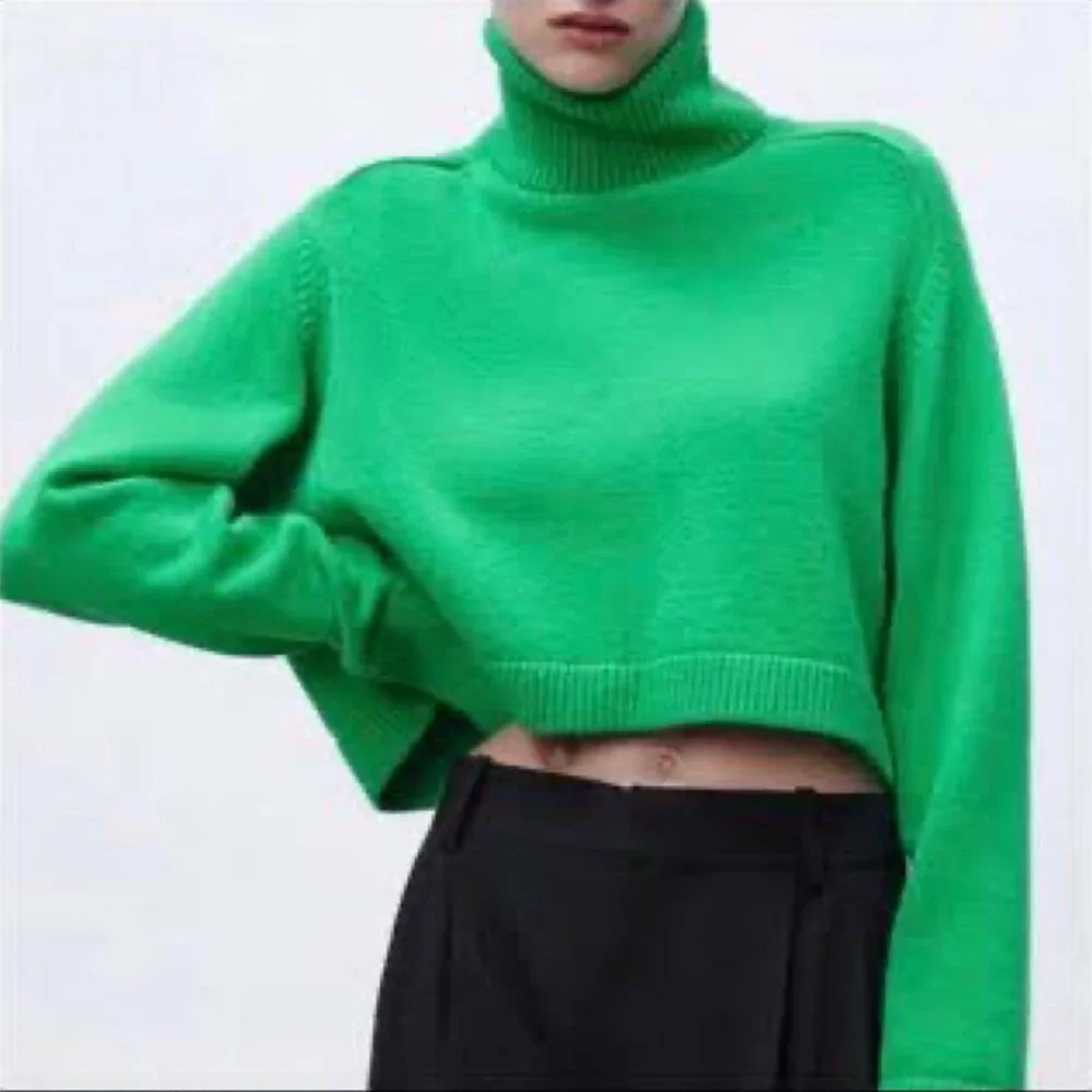 Zara High Collar Turtleneck Cropped Knit Sweater S - Picture 3 of 7